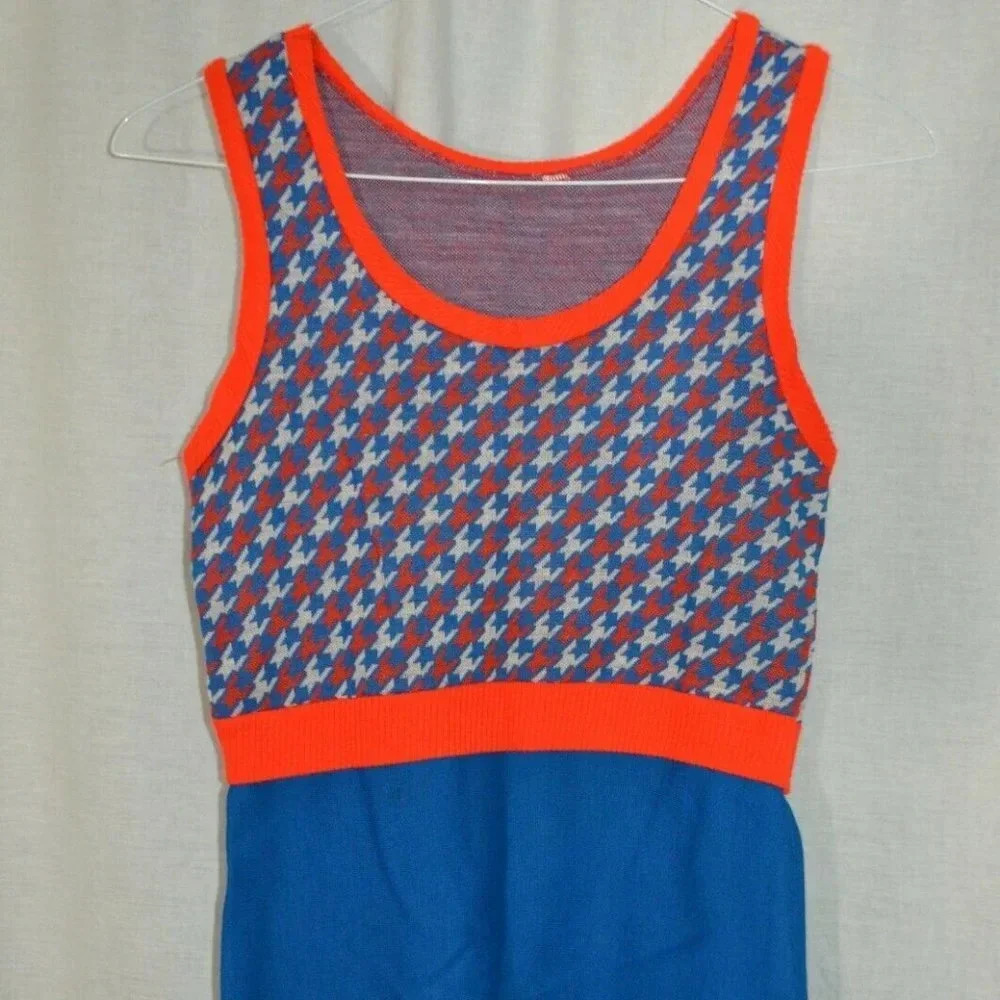 1970s Kids Girls Patriotic Red White Blue Dress